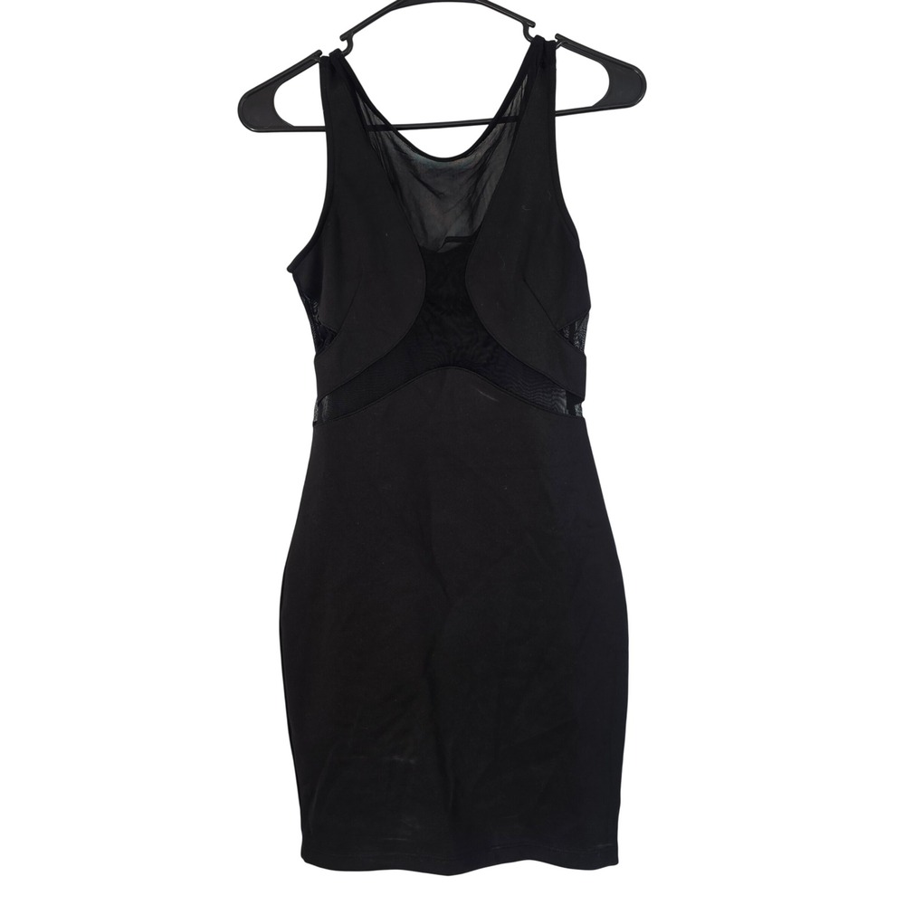Foreign Exchange Black Sleeveless Mesh‎ Accent Bodycon Mini Dress Women